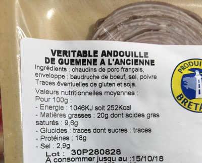 Andouille Guéméné - Ingredienti - fr