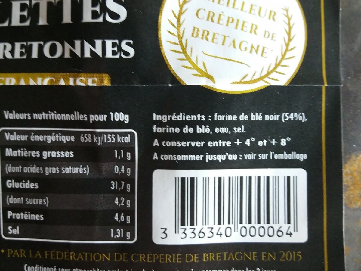 Galettes fraîches bretonnes - Ingredients - fr