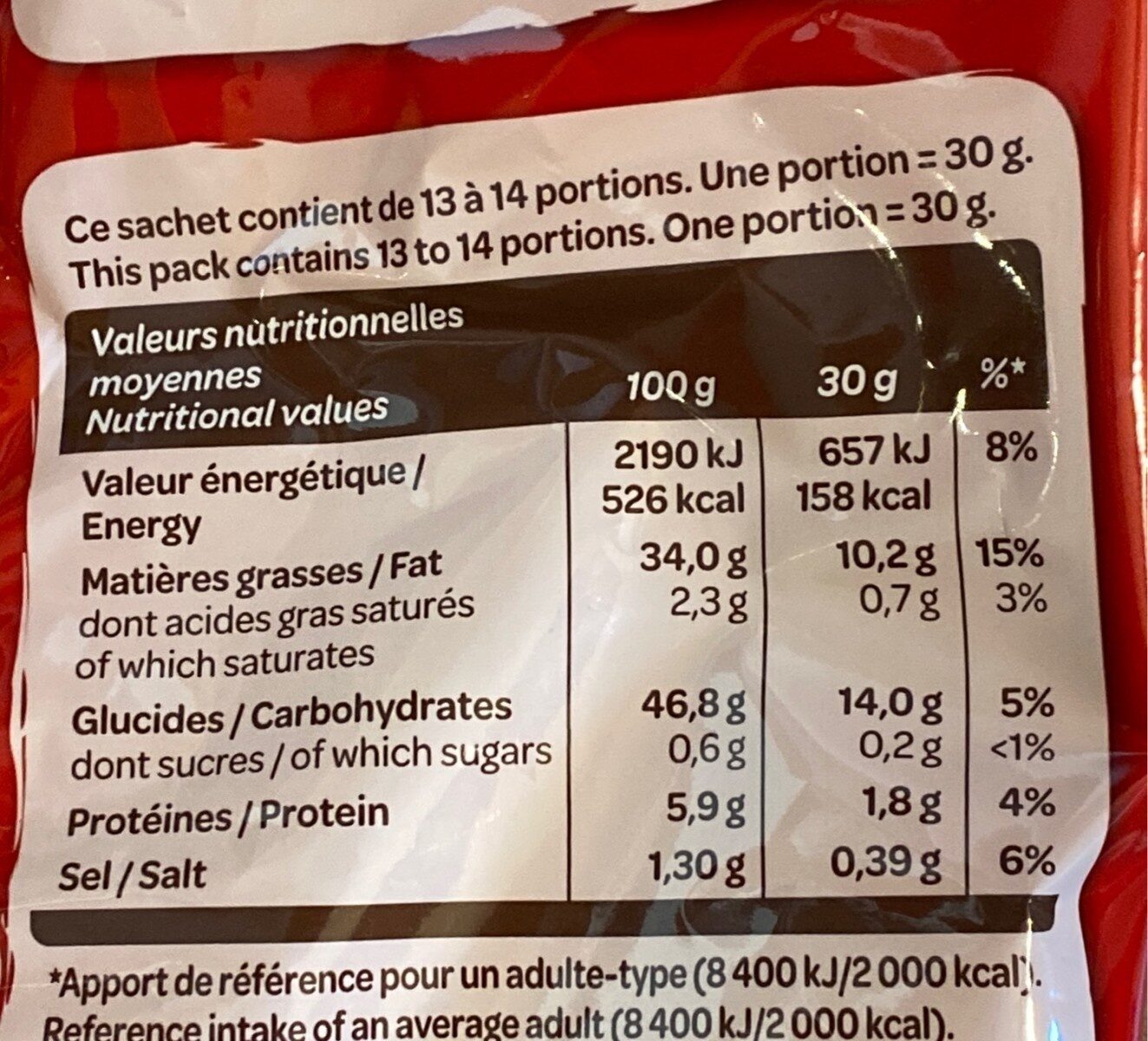 Vico Extra Craquantes - Tableau nutritionnel