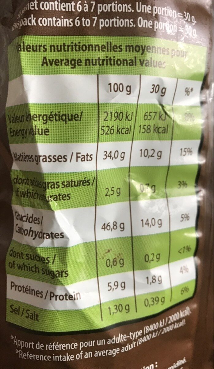 Chips campagnardes - Tableau nutritionnel