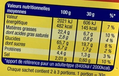 Monster Munch Salé (4+2 offerts) - Tableau nutritionnel