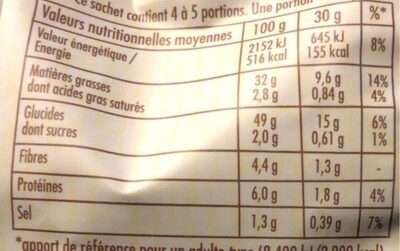 Chips Saveur chèvre chaud et herbes - Voedingswaarden - fr