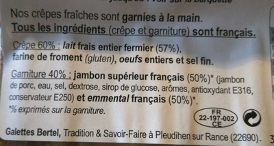 Crêpes garnies Jambon Emmental - Ingredients - fr