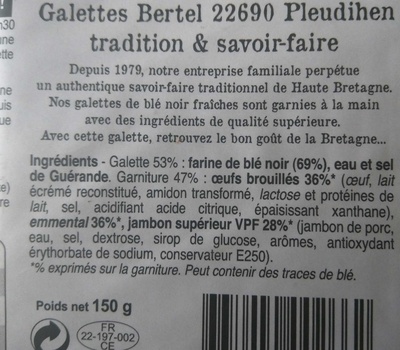 La complète - Galette pur blé noir - Ingredients - fr