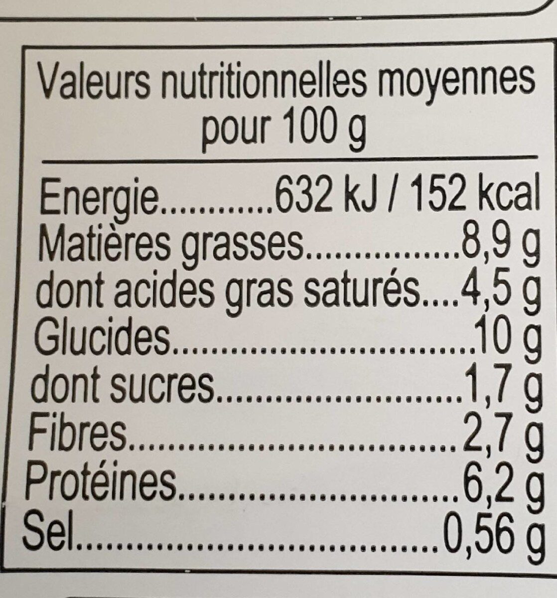 Parmentier de bœuf - Nutrition facts - fr