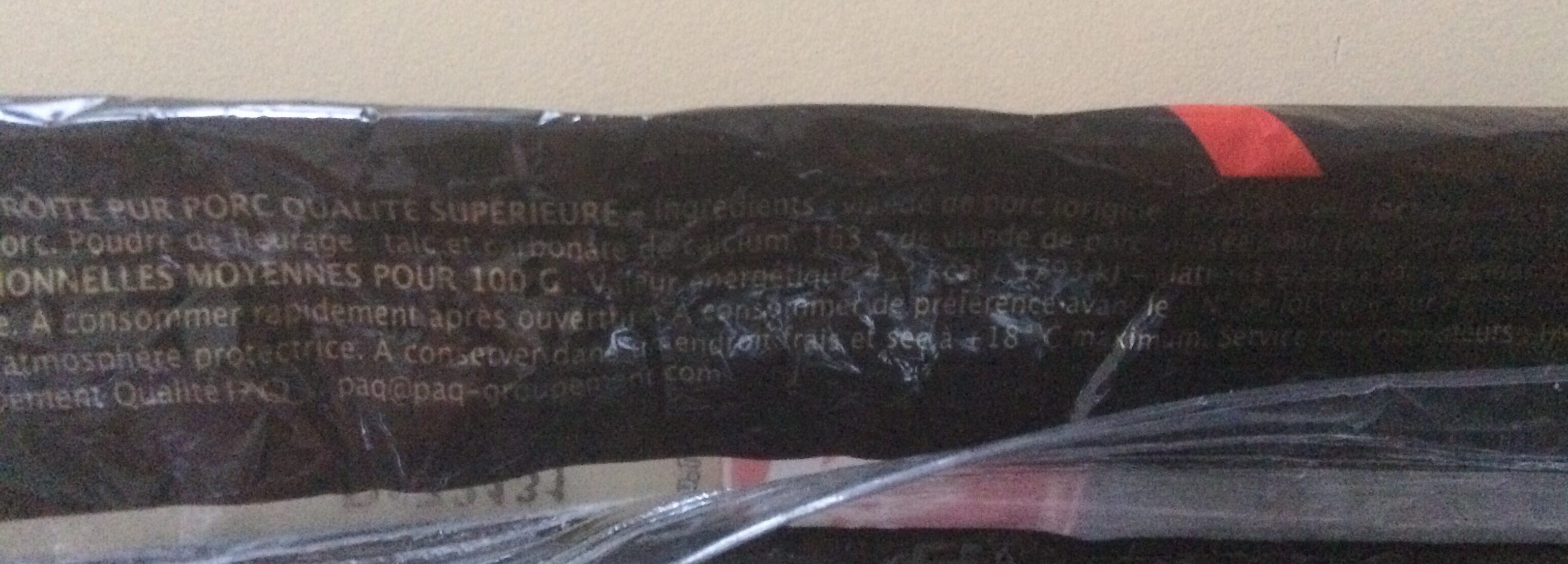 Montagne Noire Saucisse sèche droite Label Rouge le paquet de 225 g - Ingredients - fr