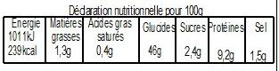 Pain à la farine complète - Nutrition facts - fr