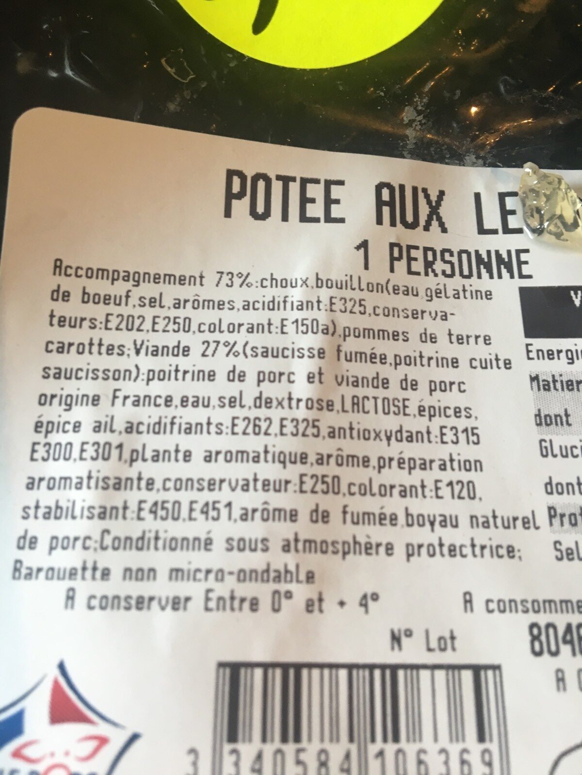 Potée aux legumes - Ingredientes - fr