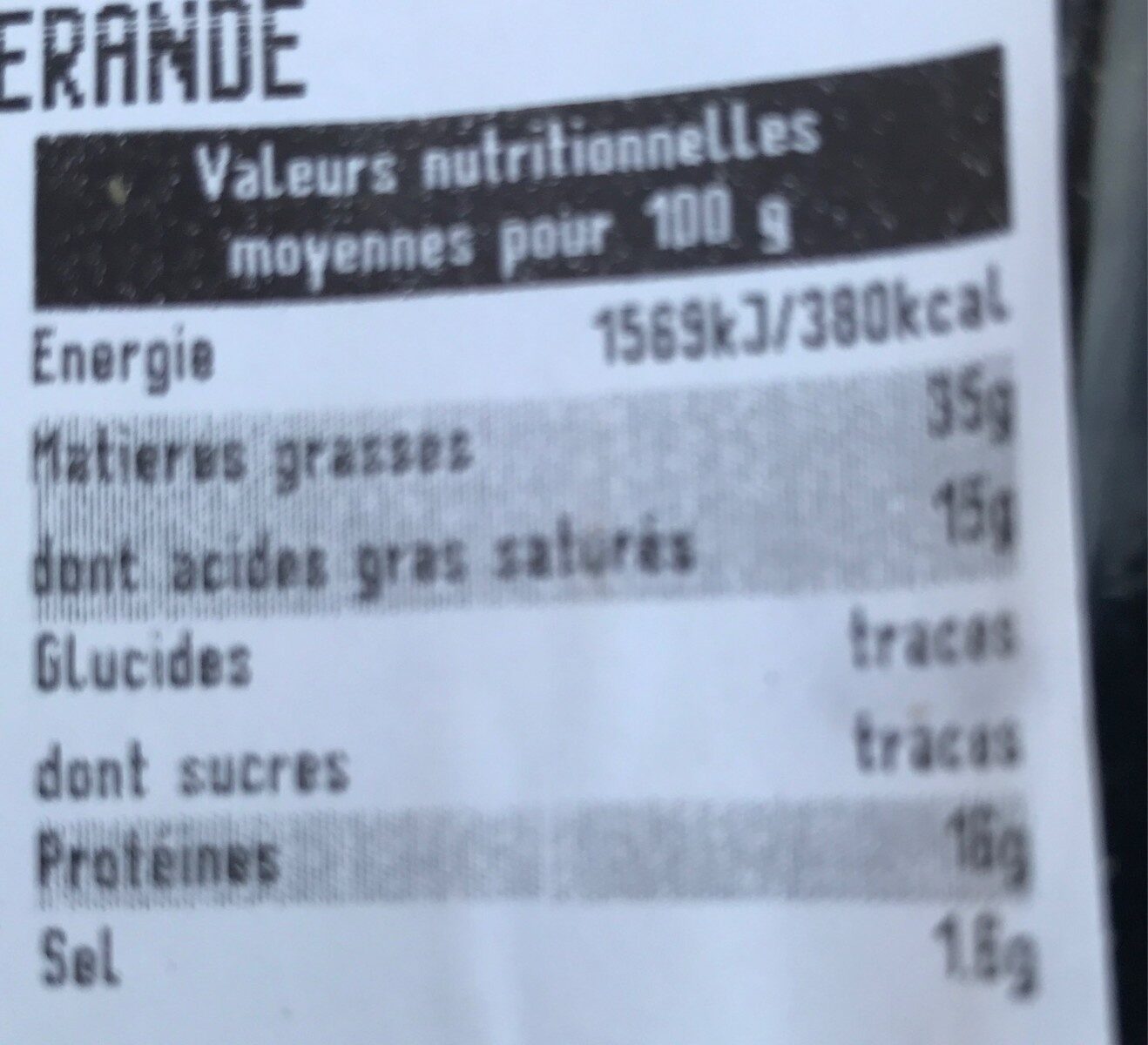 Rillettes d'Anjou au sel de Gérande SAVEURS DES MAUGES - Información nutricional - fr