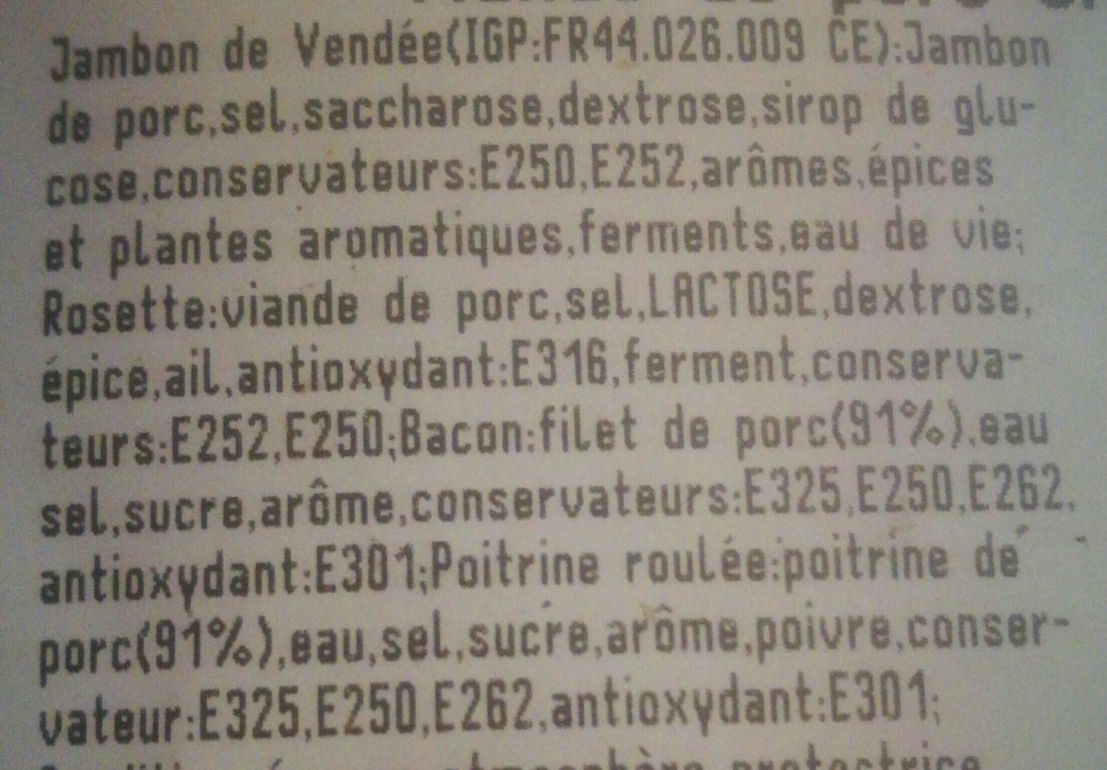 Plateau de charcuteries pour raclette - Ingredientes - fr
