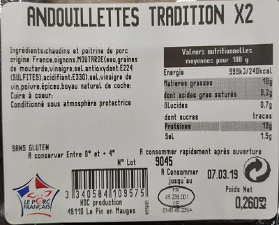 Andouillettes tradition - Ingredients