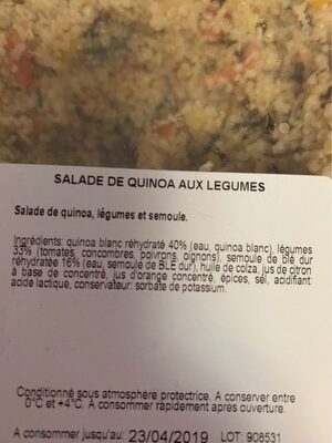Salade de Quinoa aux legumes - Ingredients - fr