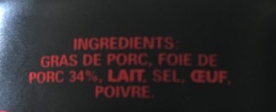 Pâté de Foie Pur Porc - Ingredients - fr