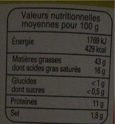 Pate de foie pur porc CABANE - Nutrition facts - fr
