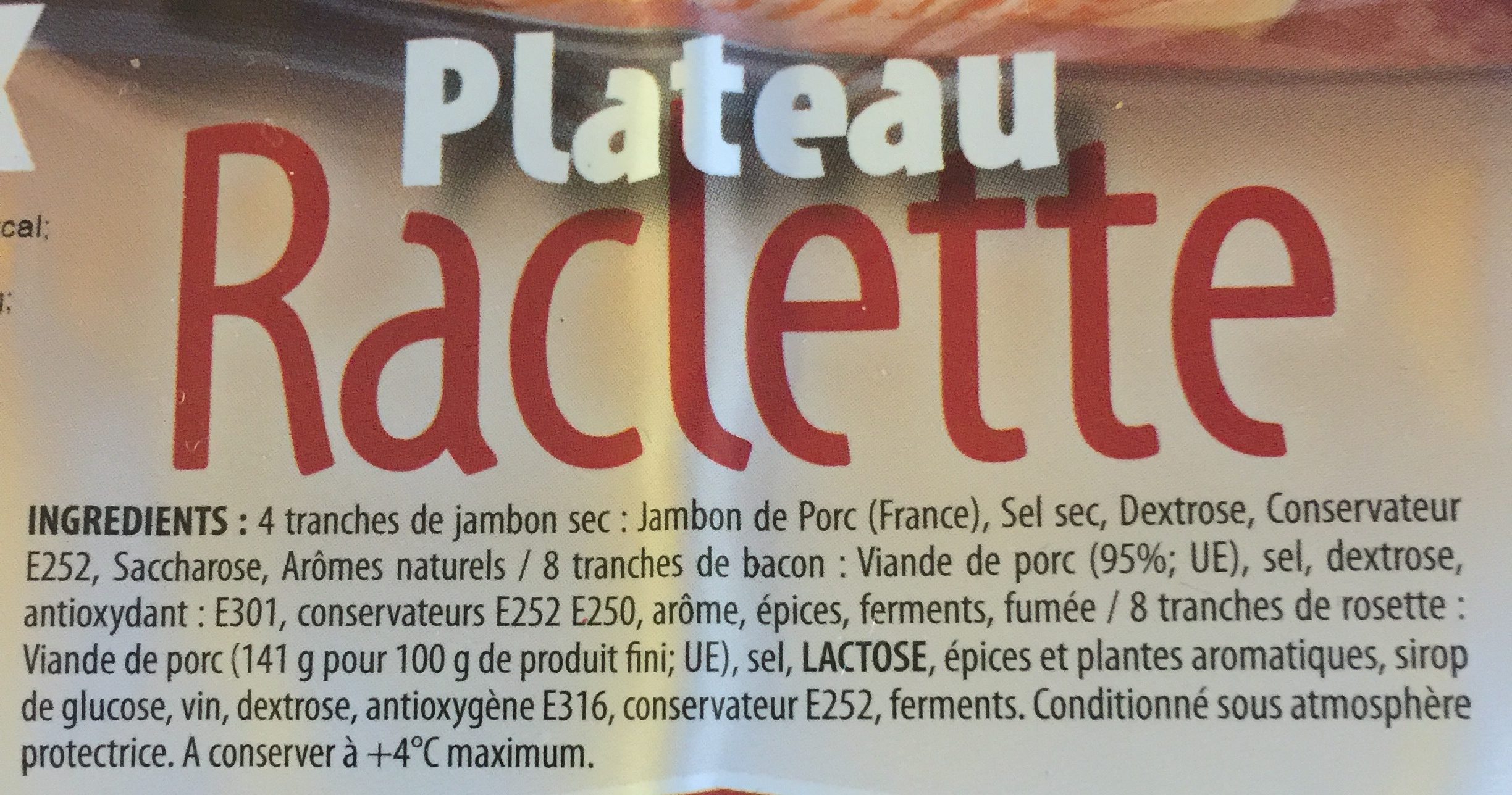 Plateau Raclette - Ingredients - fr