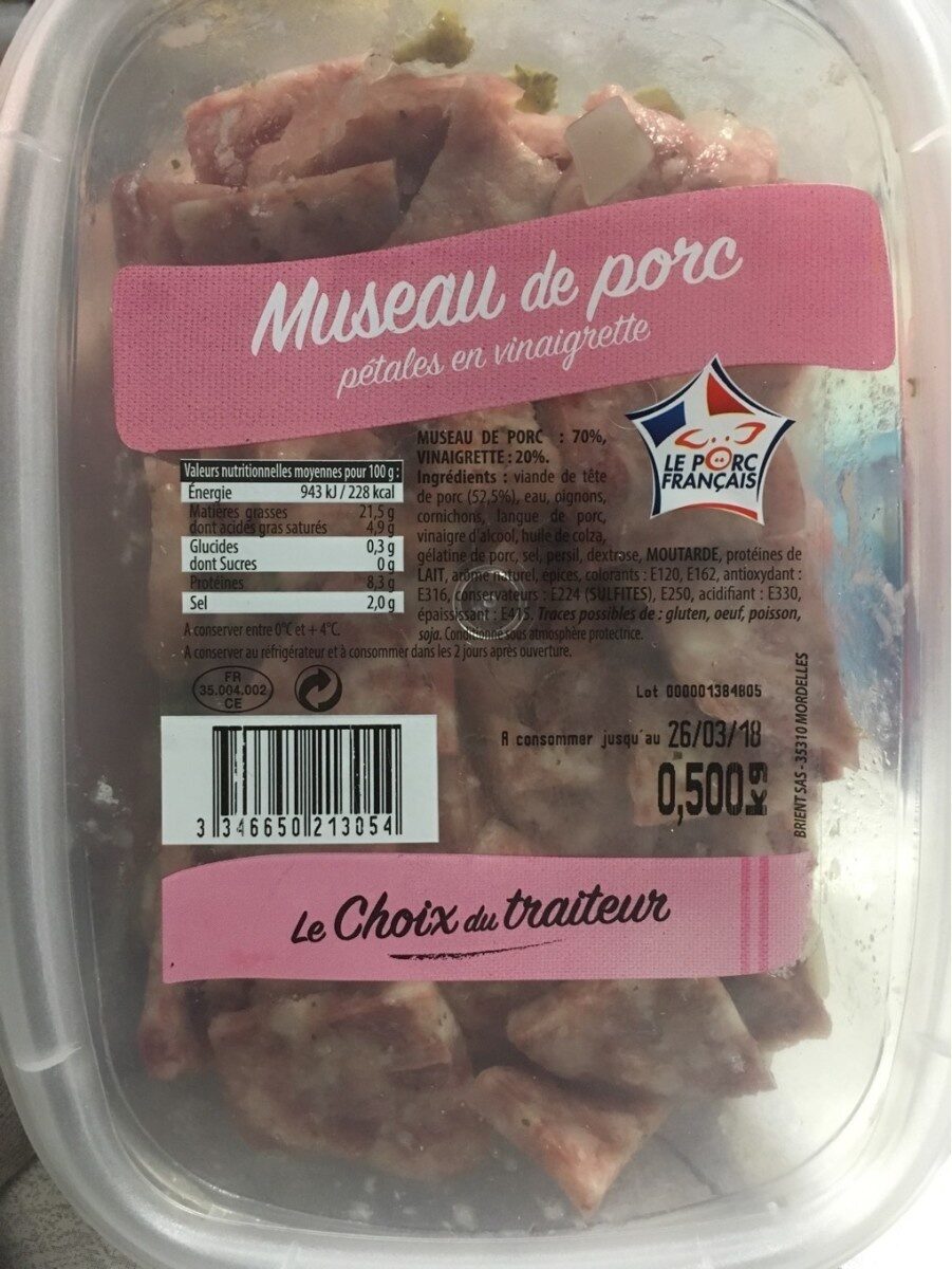Museau de porc - Produit