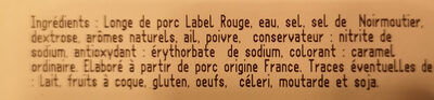 Roti cuit superieur label rouge - Ingrédients