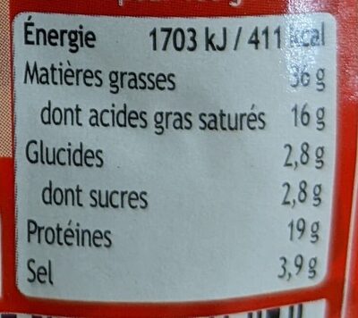 Chorizo fort - Nutrition facts - fr