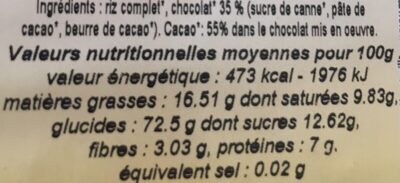 Galette de riz nappees chocolat - Ingredients - fr