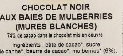 chocolat noir aux mures blanches - Ingredients - fr