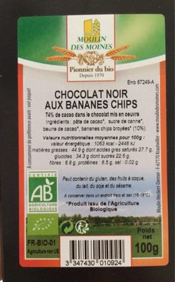 Chocolat noir aux bananes chips - Product - fr