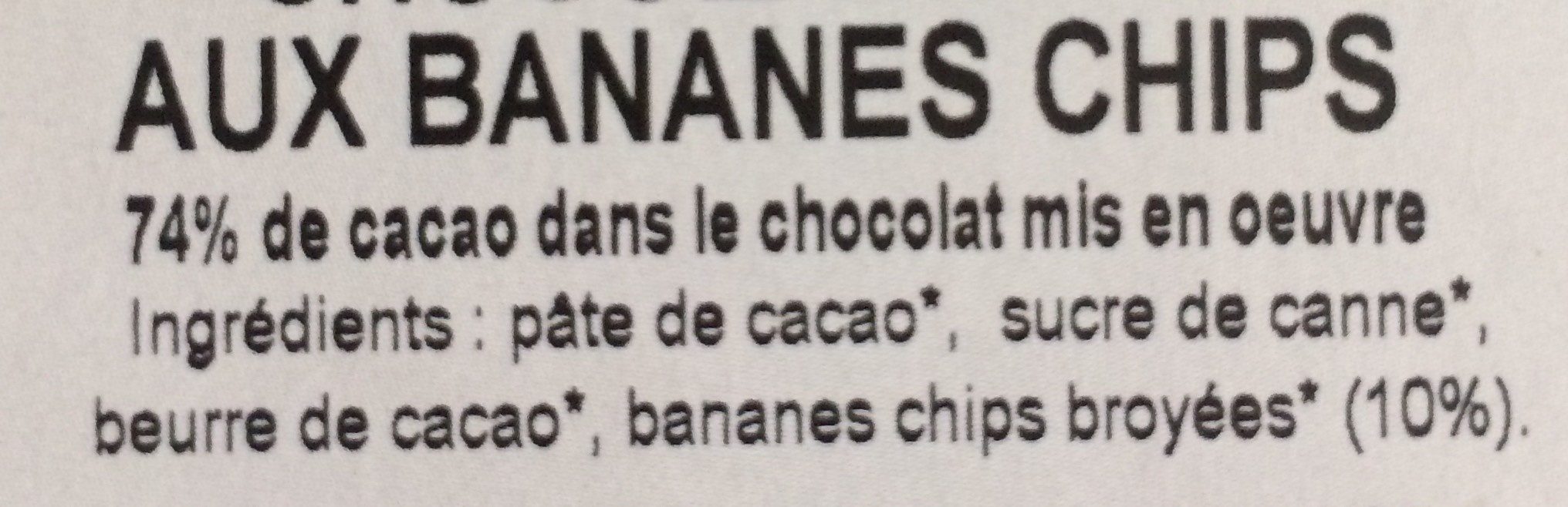 Chocolat noir aux bananes chips - Ingredients - fr