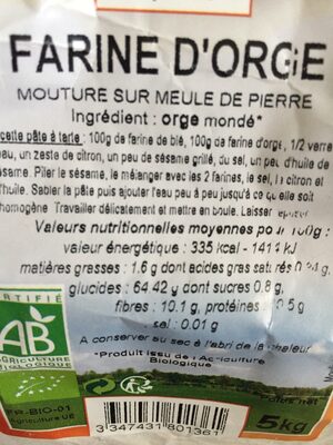 Farine d'orge - Ingredients - fr