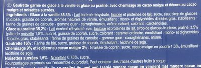 Cônes vanille praliné - Ingrédients