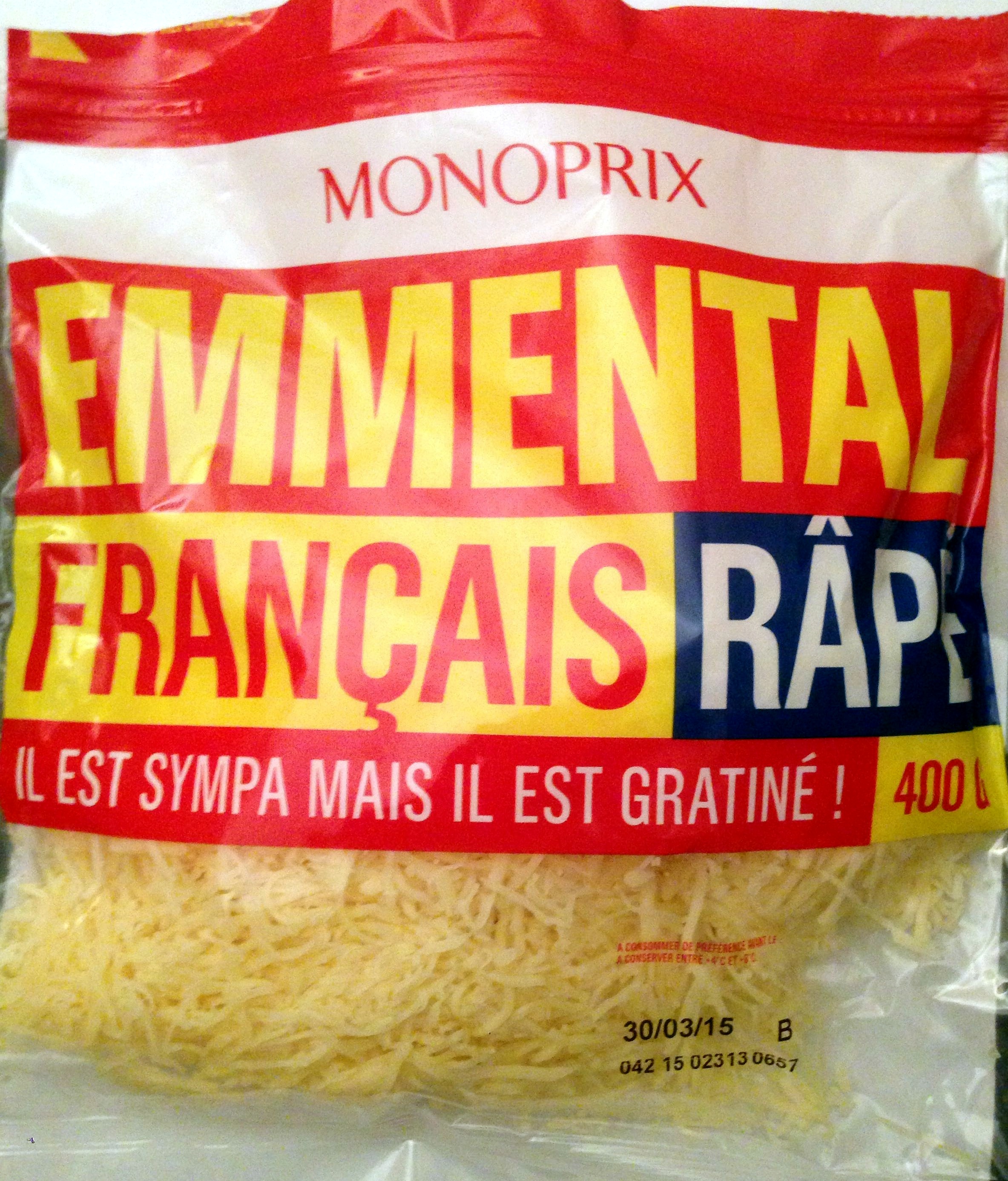 Emmental Français Râpé (29 % MG) - Produit
