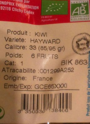 kiwi bio - Ingredients - fr