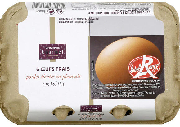 6 oeufs frais moyen Label Rouge - Product - fr