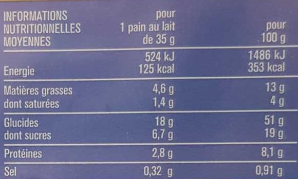 10 pains au lait aux pépites de chocolat au lait - Nutrition facts - fr
