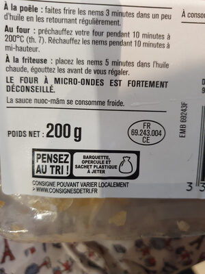 6 Mini Nems au Porc avec Sauce Nuoc-Mâm - Recycling instructions and/or packaging information - fr