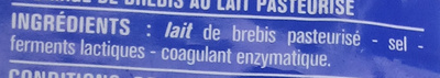 Fromage 100% brebis - Ingredients - fr