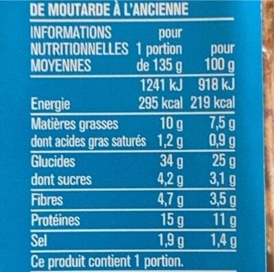 Sandwich Poulet Rôti Moutarde à l'ancienne Monoprix - حقائق غذائية - fr