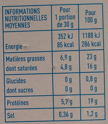 Bio Camembert au lait pasteurisé onctueux - Voedingswaarden - fr