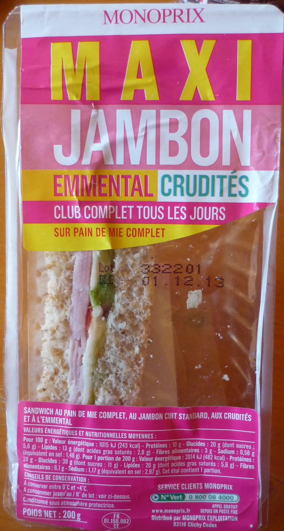Maxi Jambon Emmental Crudités - Product - fr
