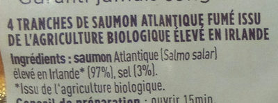 Saumon Atlantique fumé, élevé en Irlande - Ingrediënten - fr