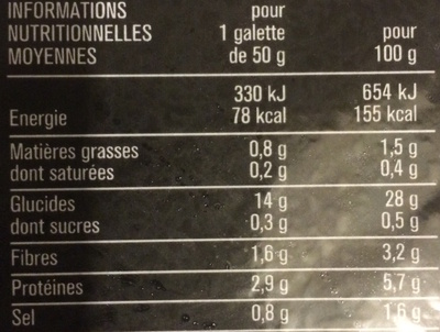 6 Galettes de blé noir au sel de guérande - Nutrition facts - fr