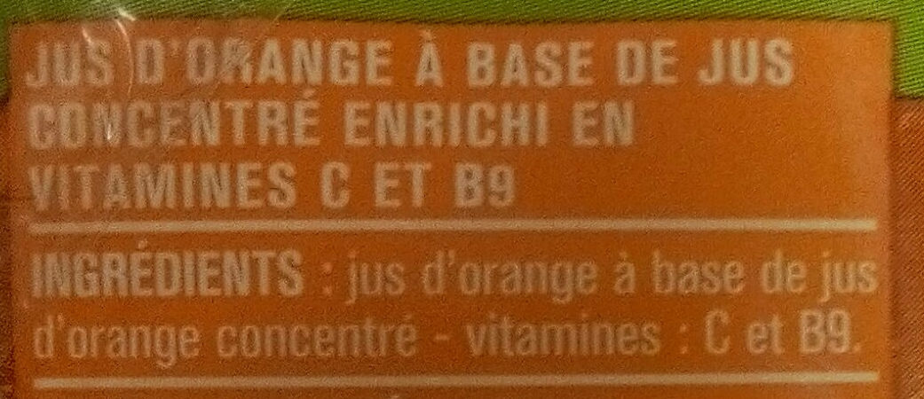 Jus d'orange - à base de jus concentré - Ingredients - fr