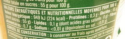 Marmelade Oranges - Información nutricional - fr