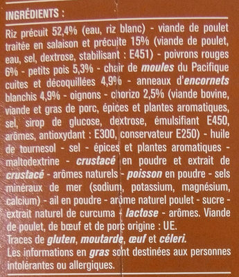 Paella au poulet et fruits de mer - Ingredients - fr