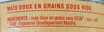 Maïs doux en grains, sous vide - Ingredients - fr