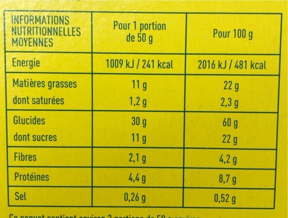 Biscuits petit épeautre et sésame - Nutrition facts - fr