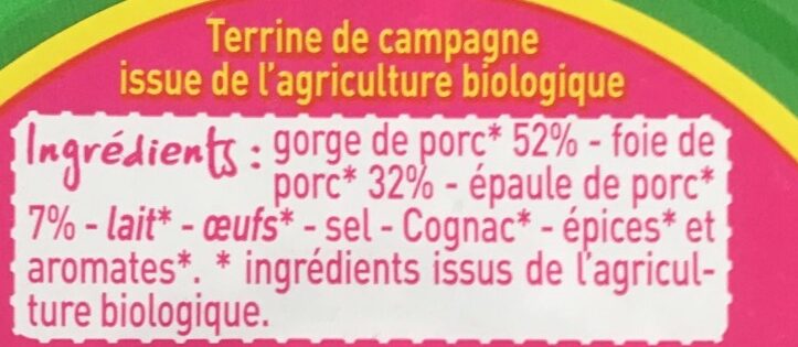 Terrine de campagne - Ingredients - fr