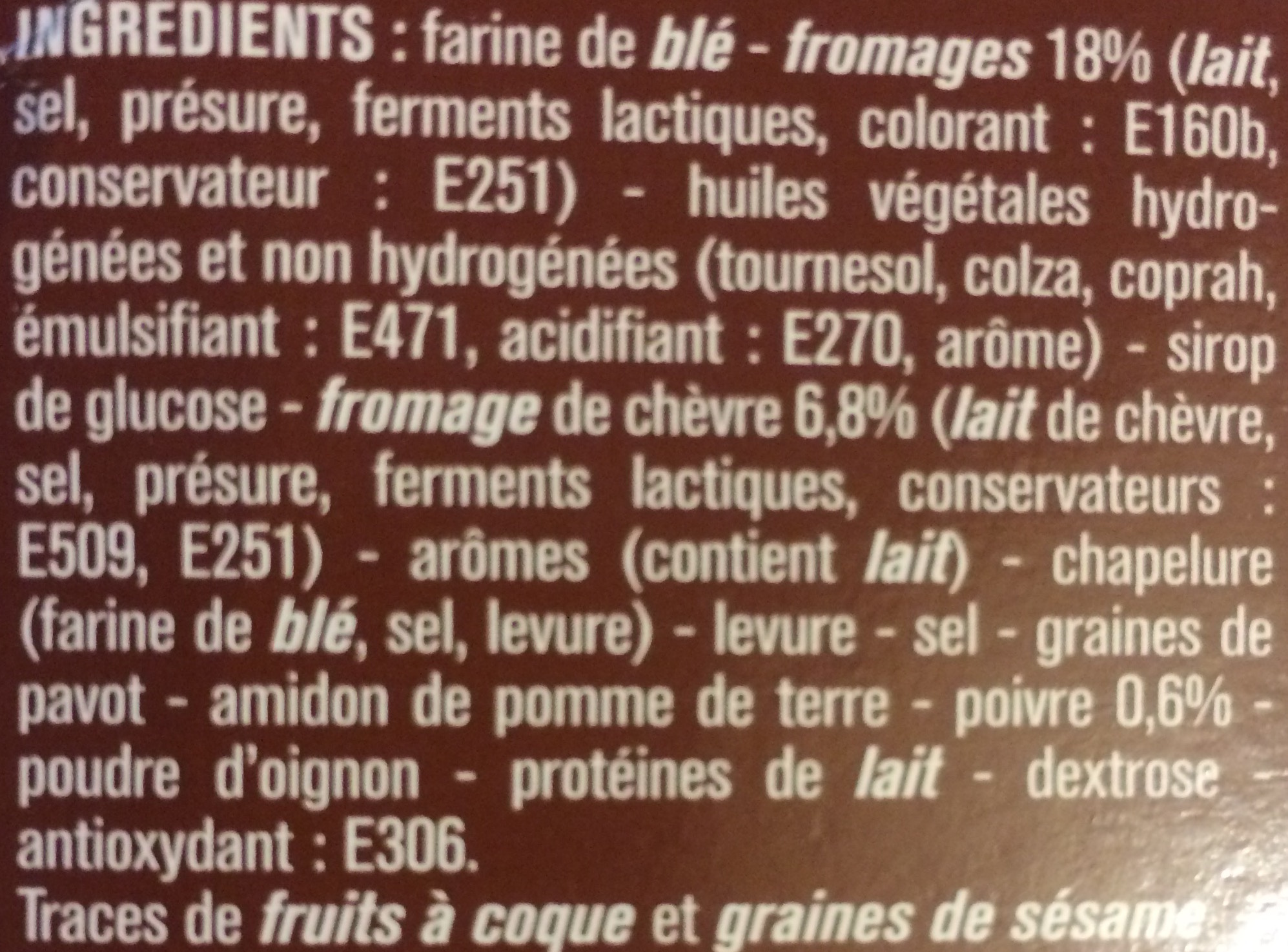 Crackers chèvre et poivre parsemés de graines de pavot - Ingredients - fr