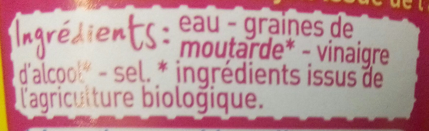 Moutarde de Dijon Bio - Zutaten - fr