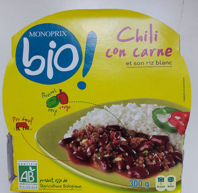 Chili con carne et son riz blanc Bio - Produit