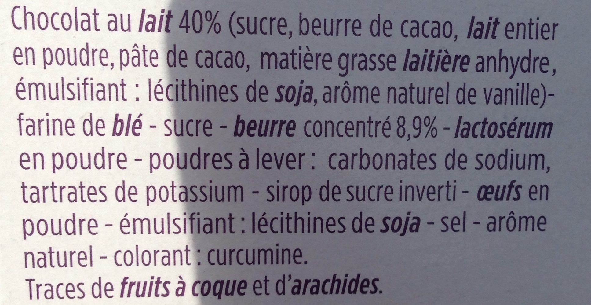 Bâtonnets sablés chocolat au lait - Ingredienser - fr