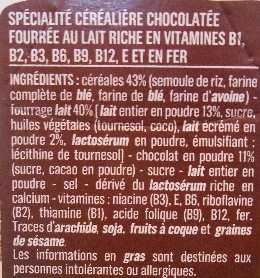 Céréales fourrées lait - Ingredients - fr